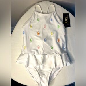 Brand New w/ Tags Polo RL All-Over Pony Girls One Piece Swimsuit Size 5